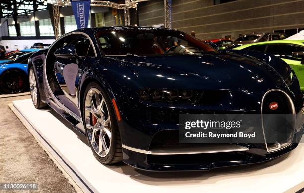 Bugatti Chiron is on display at the 111th Annual Chicago Auto Show at McCormick Place in Chicago, Illinois on February 7, 2019.