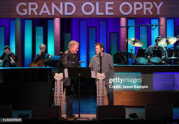 William Shatner and Jeff Cook of Alabama are seen at The Grand Ole Opry on February 15, 2019 in Nashville, Tennessee.