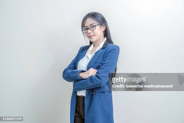 portrait of young asian businesswoman - full body isolated bildbanksfoton och bilder