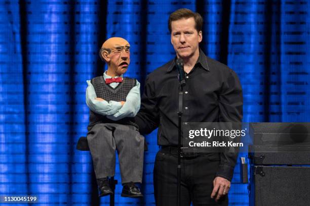 Comedian/ventriloquist Jeff Dunham performs onstage during the 'Passively Aggressive Tour' at the Frank Erwin Center on February 15, 2019 in Austin,...