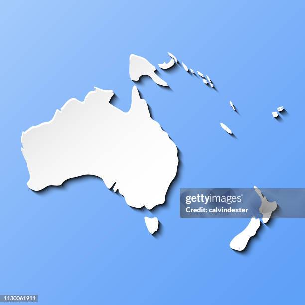 illustrazioni stock, clip art, cartoni animati e icone di tendenza di mappa del continente australiano dell'oceania - nuova zelanda