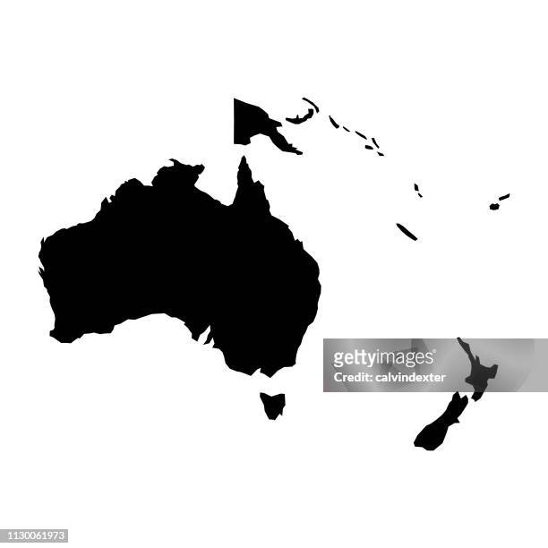 australia oceania continent map - new zealand icons stock illustrations
