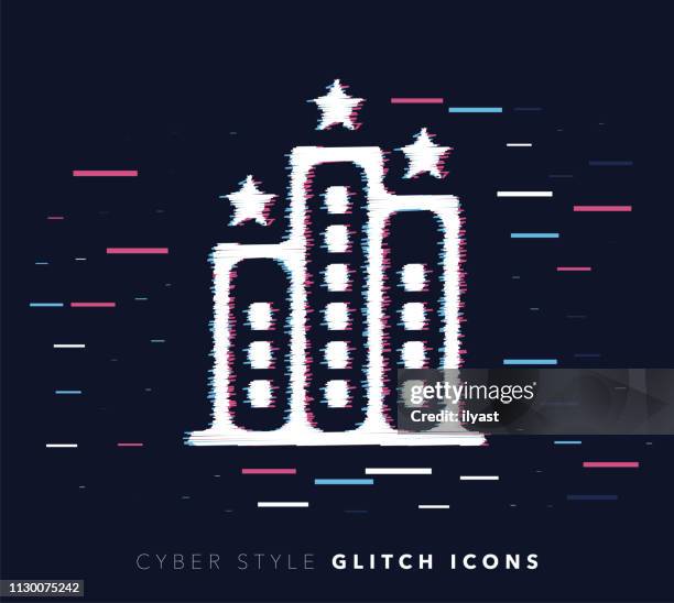 bildbanksillustrationer, clip art samt tecknat material och ikoner med bygg branschen glitch effekt vektorillustration ikonen - tv branschen