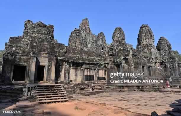 This picture taken on February 13, 2019 shows the temple of Bayon in Siem Reap.