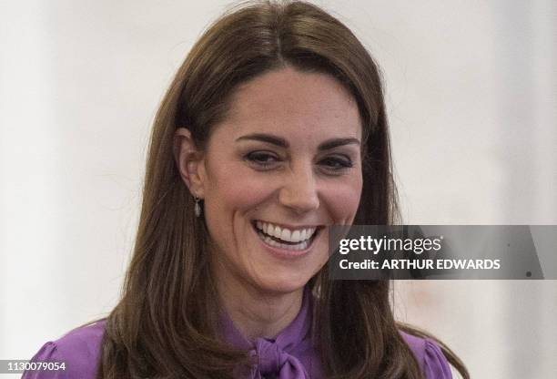 Britain's Catherine, Duchess of Cambridge visits the Henry Fawcett Children's Centre in London on March 12, 2019. The Duchess visited the Henry...