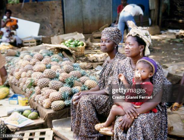 Pineapple market Yaounde, Cameroon.