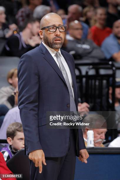 Head coach David Fizdale of the New York Knicks looks on during the game against the Sacramento Kings on March 4, 2019 at Golden 1 Center in...