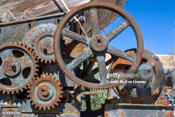 old rusty wine press - wooden wine press stock pictures, royalty-free photos & images