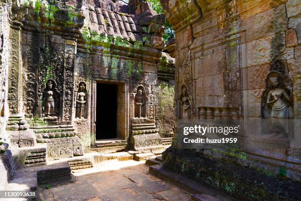 delicate relief of ta som, siem reap, cambodia - 遺跡 stock-fotos und bilder