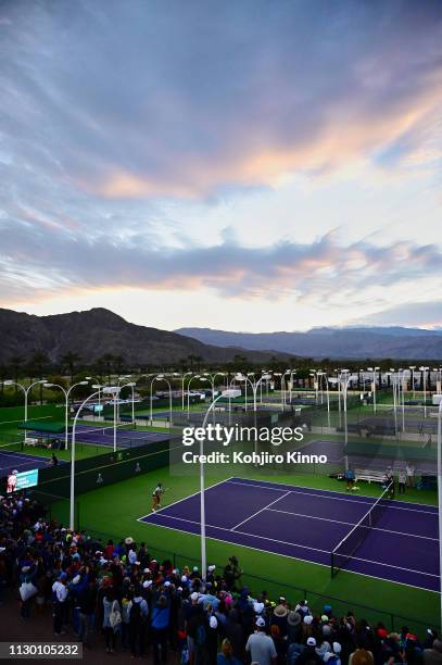 Indian Wells Masters: Scenic, overall view of mountains overlooking courts before Women's Round of 64 Singles match between Japan Naomi Osaka vs...