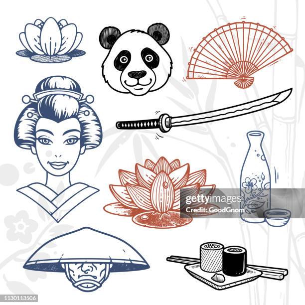 japan doodles - sushi stock illustrations