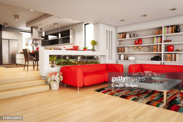 modern home interior - empty living room with carpet stock pictures, royalty-free photos & images