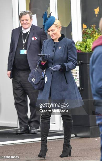 Zara Tindall at Cheltenham Racecourse on March 12, 2019 in Cheltenham, Gloucestershire, England.