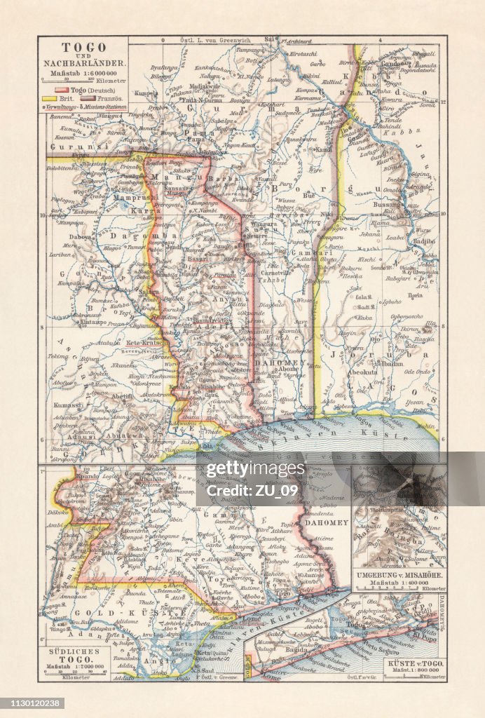 Mapa histórico do Togo, durante o período colonial alemão (1884-1916)