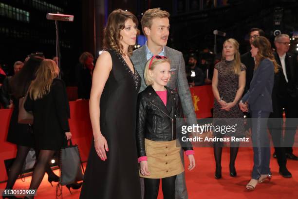 Nora Fingscheidt, Helena Zengel and Albrecht Schuch arrive for the closing ceremony of the 69th Berlinale International Film Festival Berlin at...