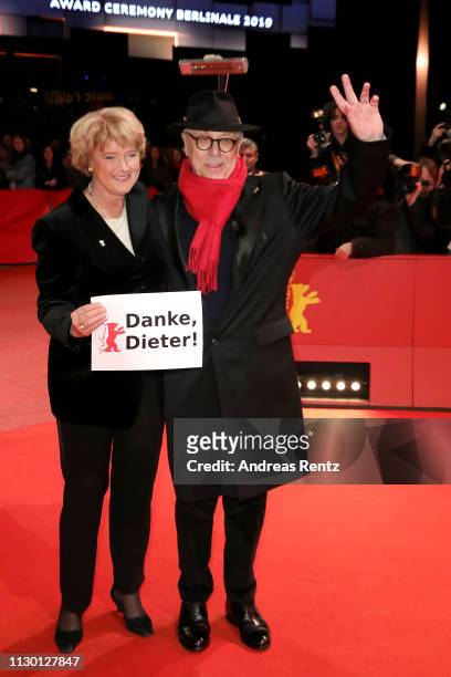Federal Commissioner for Culture and Media, Monika Gruetters, and festival director Dieter Kosslick arrive for the closing ceremony of the 69th...