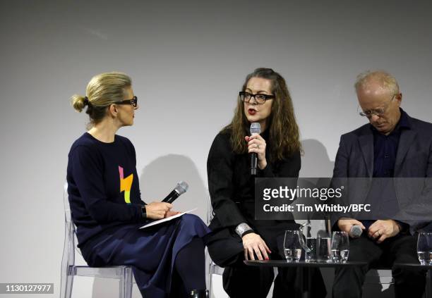 Frances Corner, Mike Gunston, Rob Jones and Catherine Teatum speak at the Positive Fashion Talk during London Fashion Week Festival at the BFC Show...
