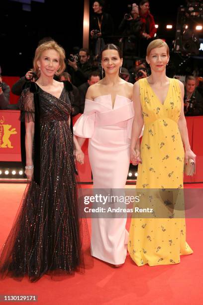 Members of the International Jury Trudie Styler, Juliette Binoche and Sandra Hueller arrive for the closing ceremony of the 69th Berlinale...