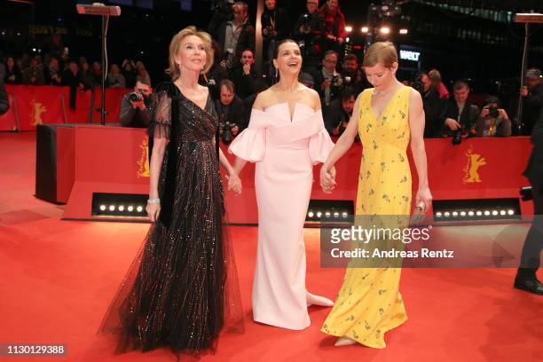 Members of the International Jury Trudie Styler, Juliette Binoche and Sandra Hueller arrive for the closing ceremony of the 69th Berlinale...