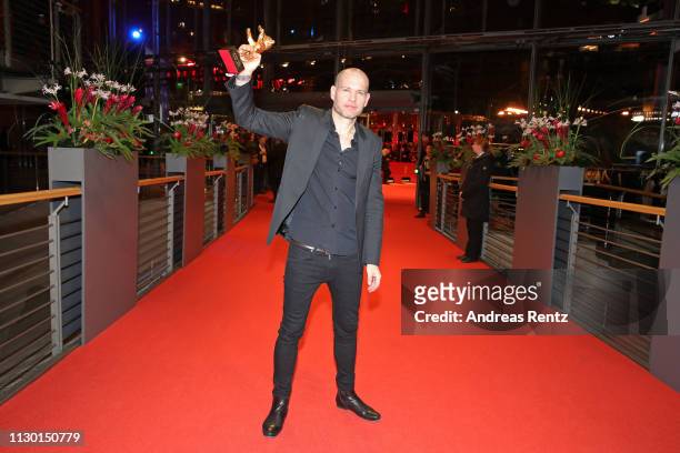 Nadav Lapid, winner of the Golden Bear for Best Film for "Synonymes", poses after the closing ceremony of the 69th Berlinale International Film...