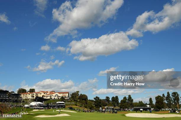 General view of the course during the continuation of the second round of the Genesis Open at Riviera Country Club on February 16, 2019 in Pacific...