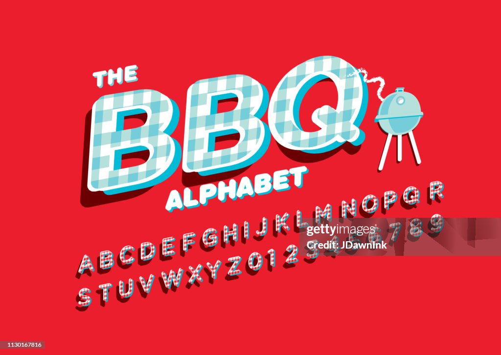 Barbecue Alphabet with checked pattern texture