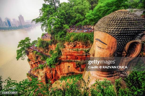 leshan buddha - leshan giant buddha stock pictures, royalty-free photos & images