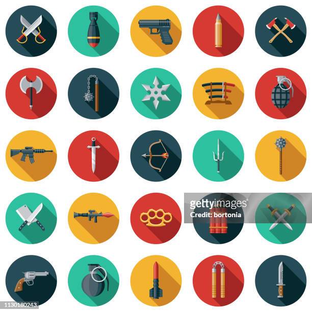 weapons icon set - conflict icon stock illustrations