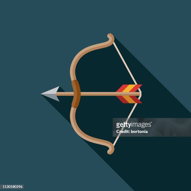 bow and arrow weapon icon - arrow bow and arrow stock illustrations