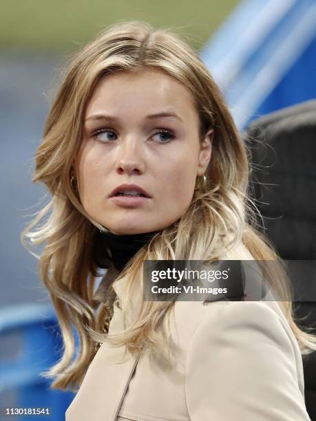 Mikky Kiemeney, girlfriend of Frenkie de Jong of Ajax during a training session prior to the UEFA Champions League round of 16 match between Real...