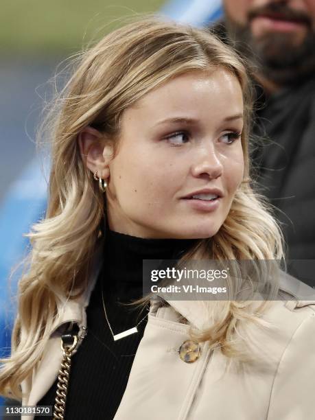 Mikky Kiemeney, girlfriend of Frenkie de Jong of Ajax during a training session prior to the UEFA Champions League round of 16 match between Real...
