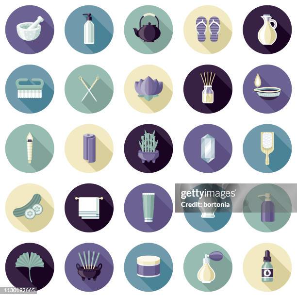 spa icon set - aromatherapy diffuser stock illustrations