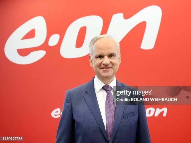 Johannes Teyssen, chairman of German energy giant EON, poses for a picture prior to his company's annual press conference on March 13, 2019 in Essen,...