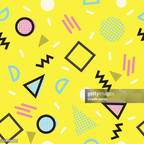 seamless 90's background - 80s patterns stock illustrations