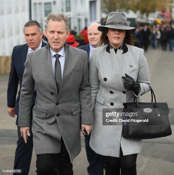Cheltenham , United Kingdom - 13 March 2019; TV host Jeremy Kyle arrives with girlfriend Vicky Burton prior to racing on Day Two of the Cheltenham...
