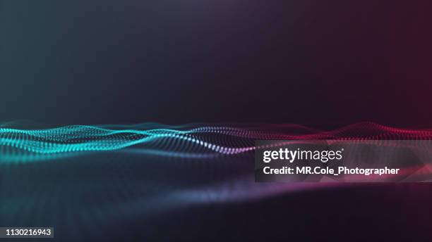 illustration of wave particles futuristic digital abstract background for science and technology - data light stock-fotos und bilder