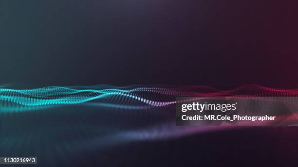 illustration of wave particles futuristic digital abstract background for science and technology - interface dots stock pictures, royalty-free photos & images