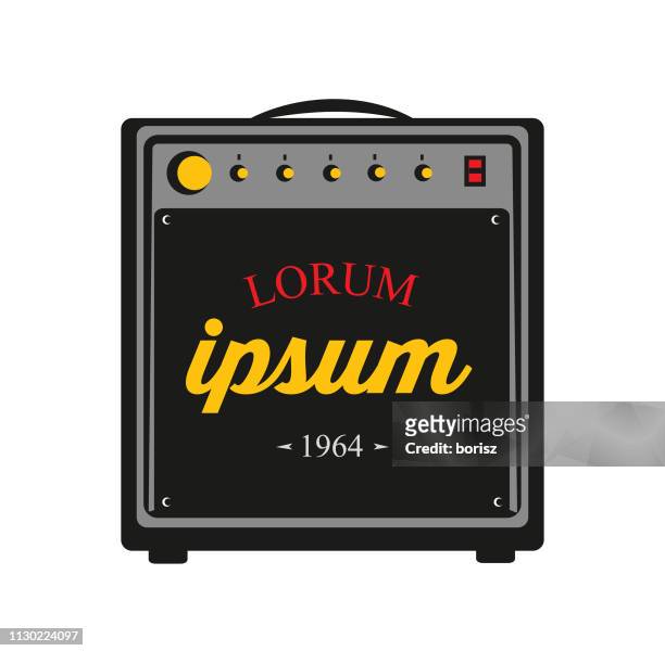 guitar amp with text. - old amplifier stock illustrations