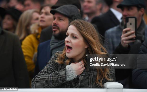 Cheltenham , United Kingdom - 13 March 2019; Racegoers react during the Weatherbys Champion Bumper on Day Two of the Cheltenham Racing Festival at...