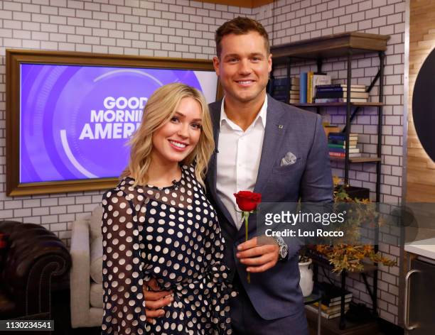 Colton Underwood and Cassie Randolph of Walt Disney Television via Getty Images's "The Bachelor" are guests on "Good Morning America," Monday, March...