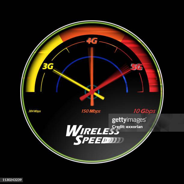 high speed 5g dashboard screen - futuristic speedometer stock illustrations