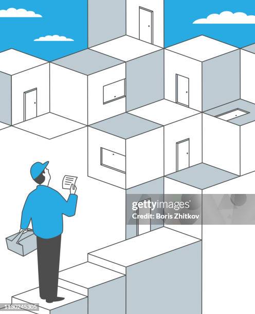 pizza delivery - isometric building entrance stock pictures, royalty-free photos & images