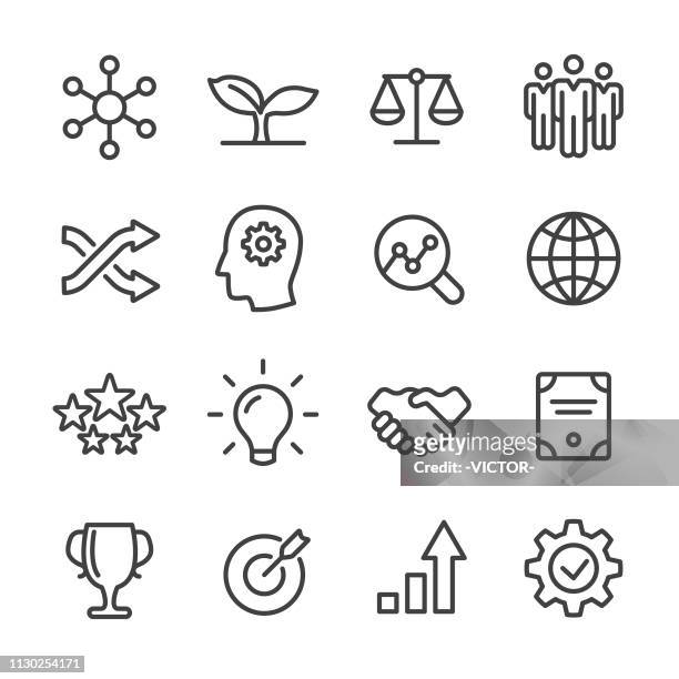 core values icons set - line series - innovation stock illustrations