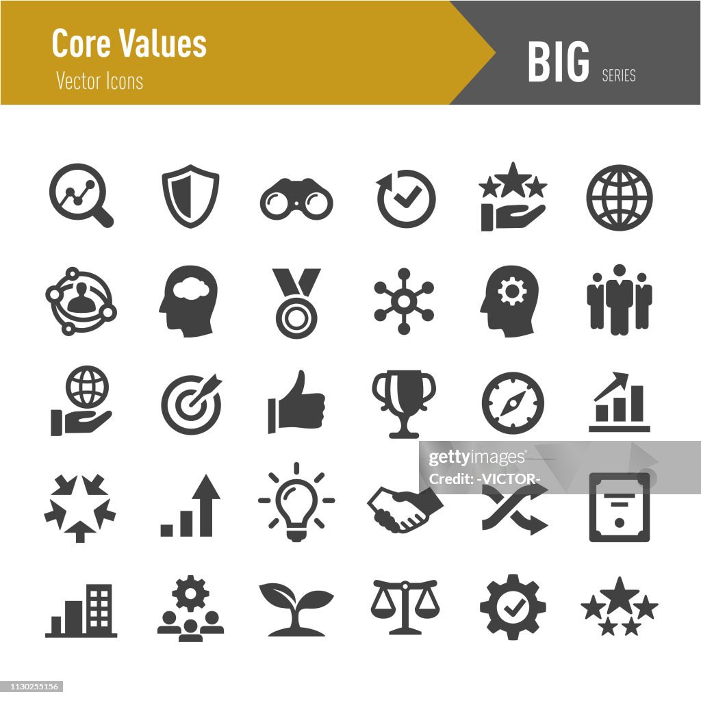 Kern waarden Icons - grote reeksen