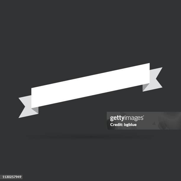 white ribbon isolated on black background - design element - white scroll paper stock illustrations
