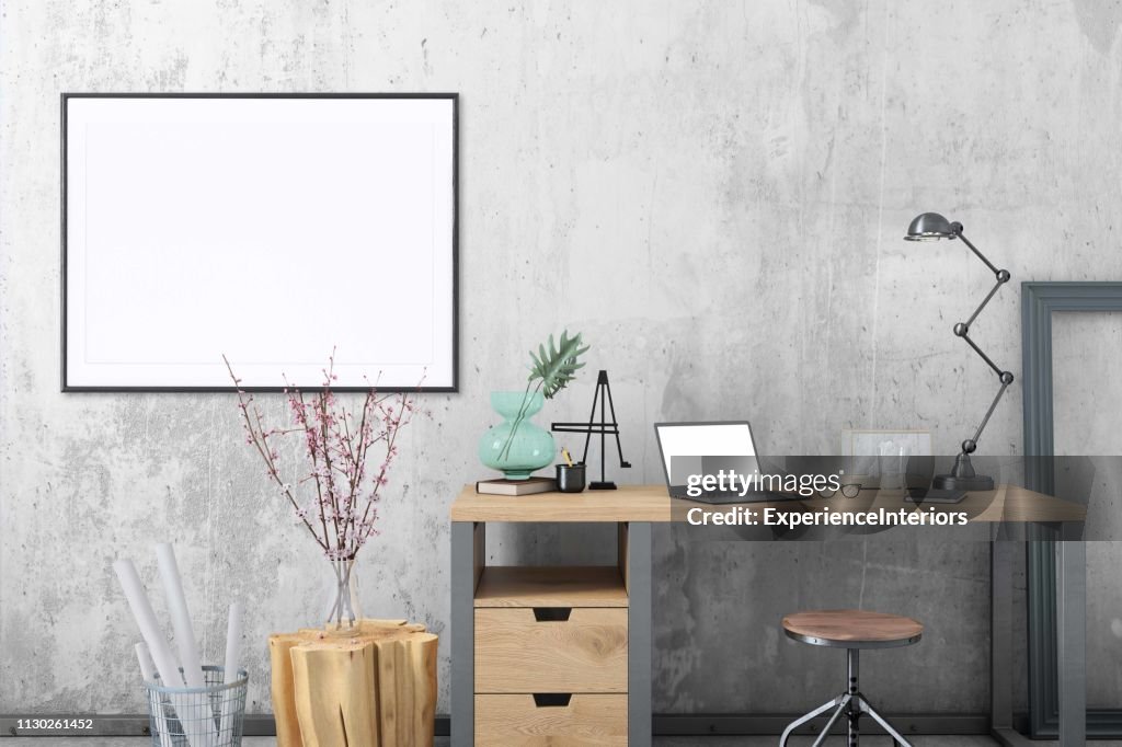 Blank Poster Frame Home Office Interior Background Template High-Res Stock  Photo - Getty Images
