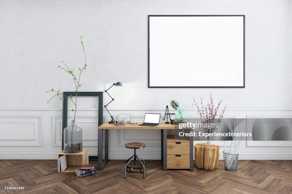 Blank Poster Frame Home Office Interior Background Template High-Res Stock  Photo - Getty Images