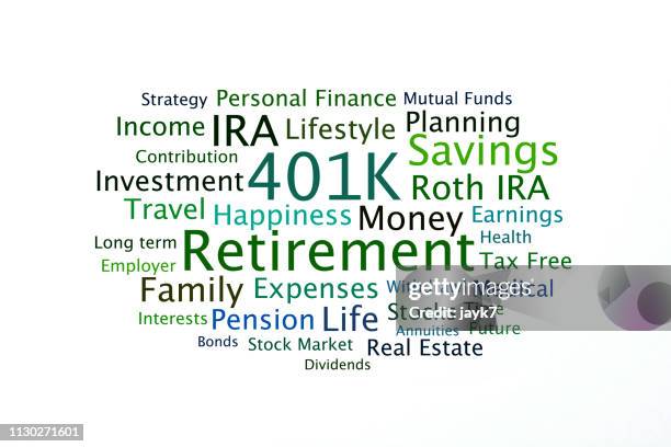 retirement - 401k engels woord stockfoto's en -beelden