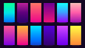 Gradient background. Colorful gradients, blurred colors and vivid smartphone backdrop vector backgrounds collection