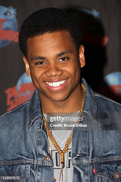 Tristan Wilds promotes "90210" and poses as he visits Planet Hollywood Times Square on April 22, 2011 in New York City.